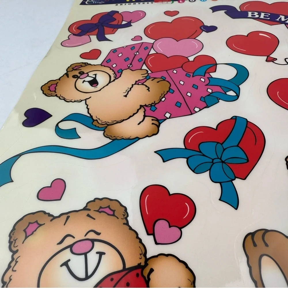 1998 Window Clings Valentine Bears Hearts Classic Clings NEW